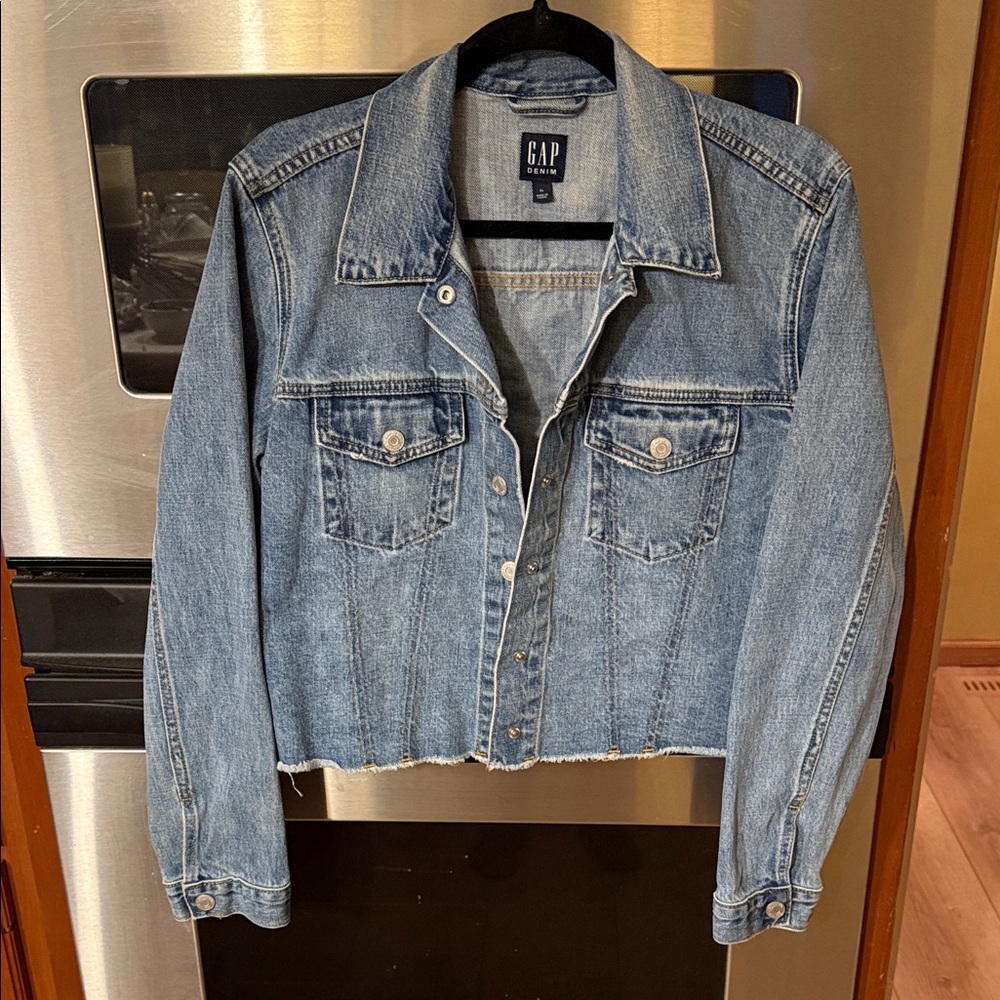 GAP Light Blue Cropped Denim Jacket